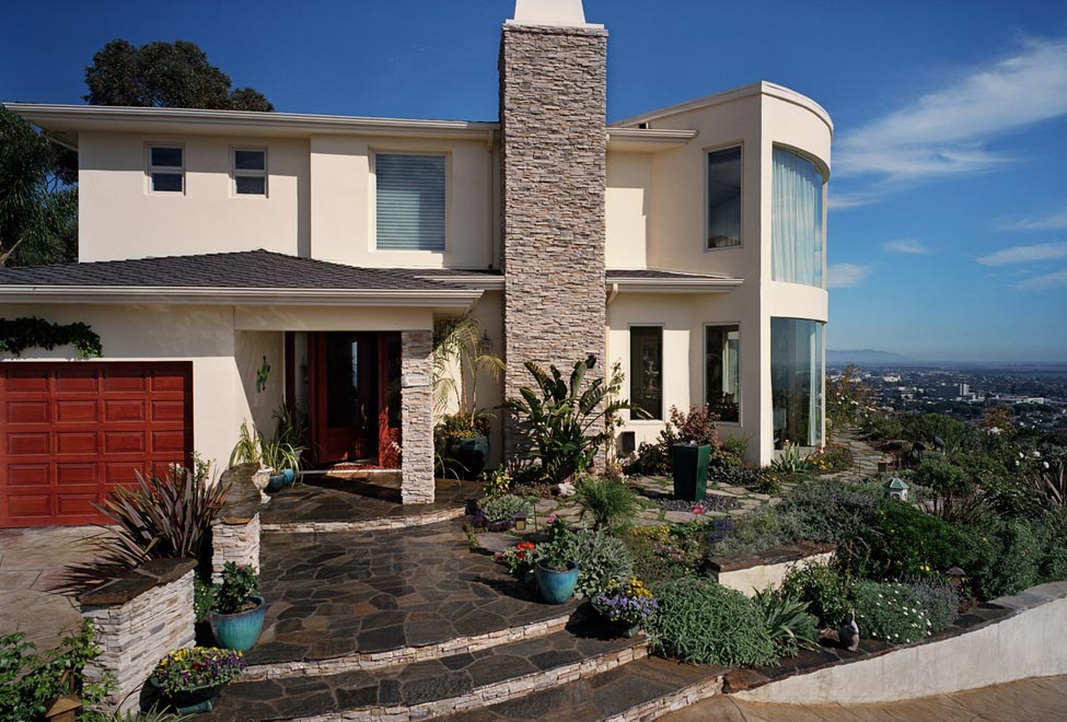 Bow window affords spectacular views of the Pacific Ocean